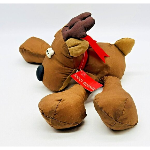 Hallmark Rodney Reindeer Plush Nylon Christmas Stuffed Animal 12 inch Tags VTG - Picture 7 of 10